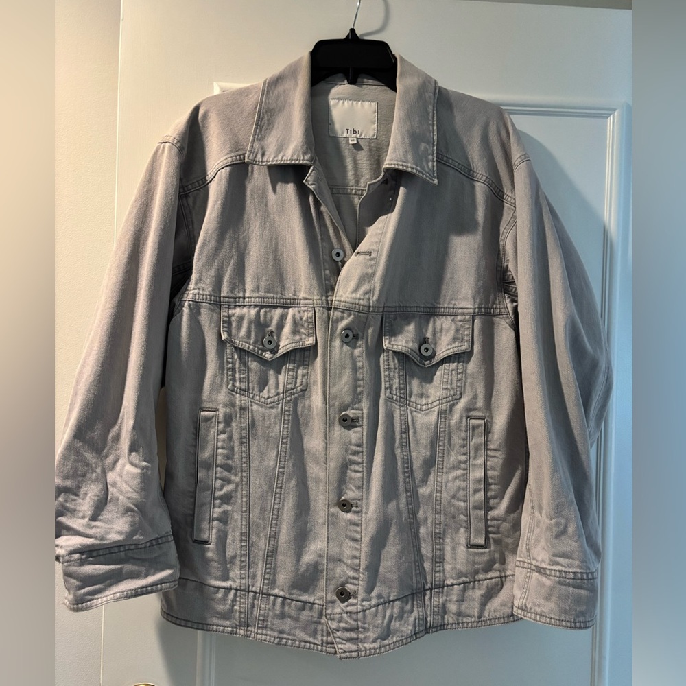 Tibi Gray Denim Jacket - XS